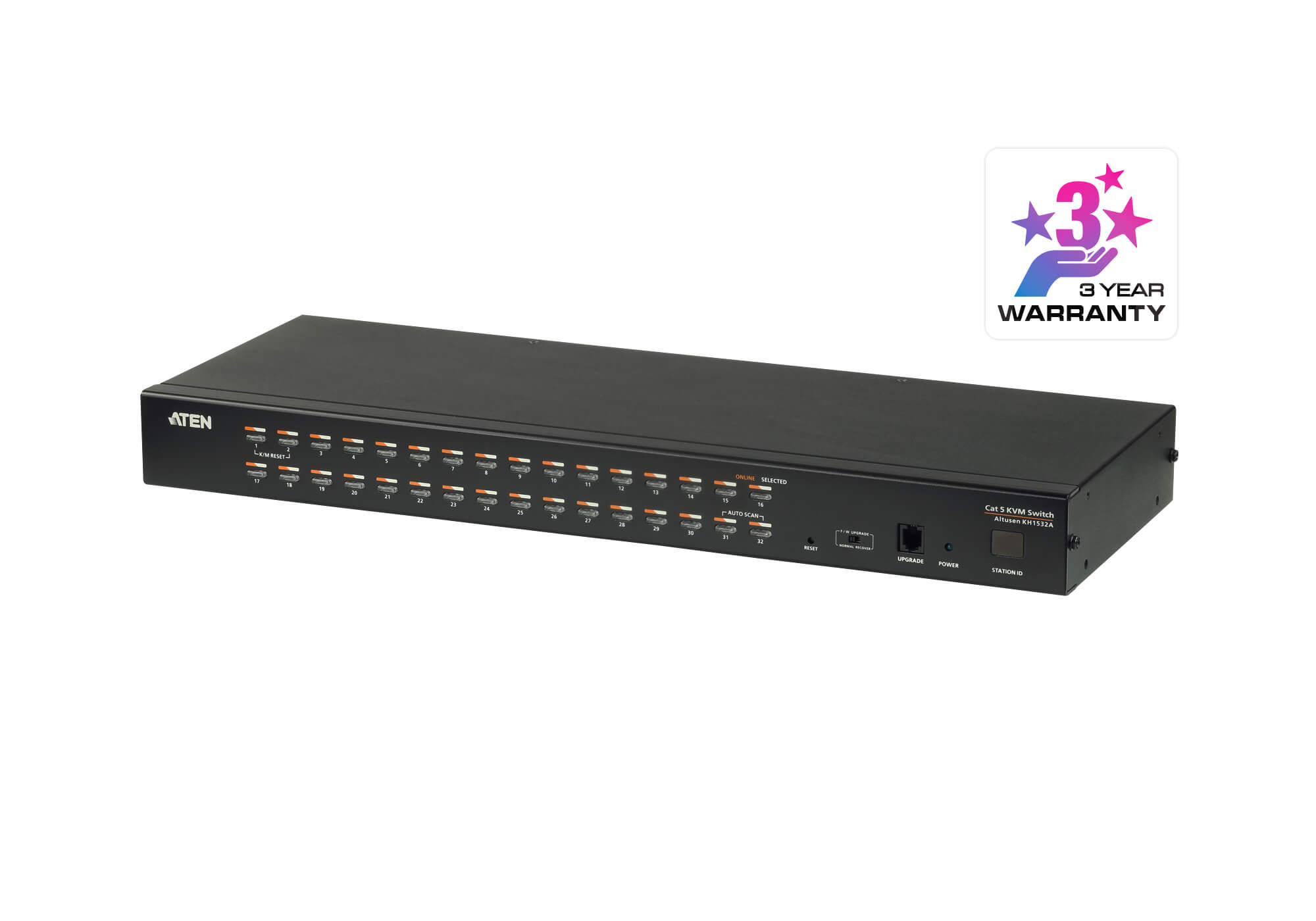 Aten Rackmount KVM Switch 1 Console 32 Port Multi-Interface Cat 5, KVM Cables NOT Included, Daisy Chainable for up to 1024 Devices, Aten Rackmount KVM Switch 1 Console 32 Port Multi-Interface Cat 5, KVM Cables NOT Included, Daisy Chainable for up to 1024 Devices,